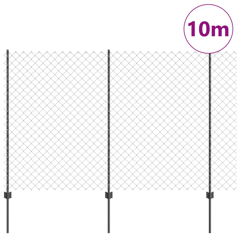 Load image into Gallery viewer, Vidaxl hek met paal grijs 1,5 x 10 m staal en pvc
