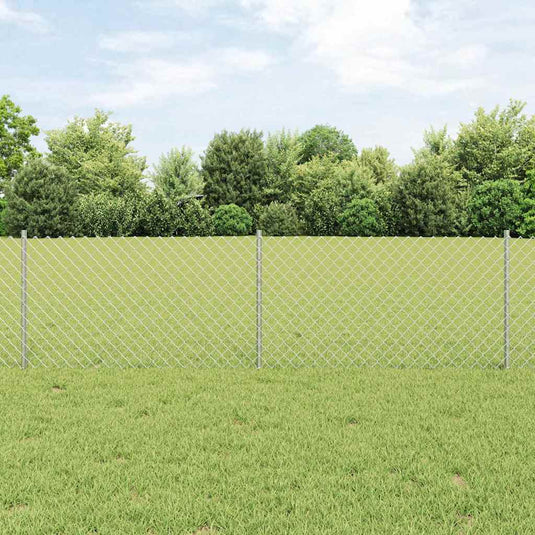 Vidaxl hek met paal zilver 0,6 x 10 m staal