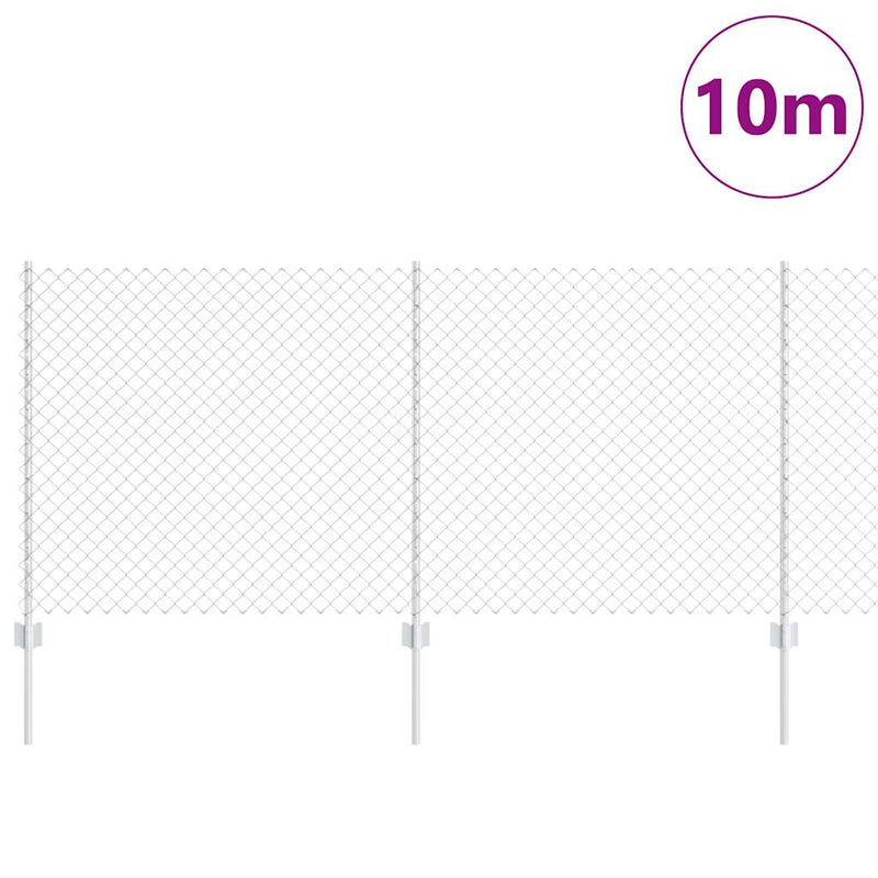 Load image into Gallery viewer, Vidaxl hek met paal zilver 1 x 10 m staal
