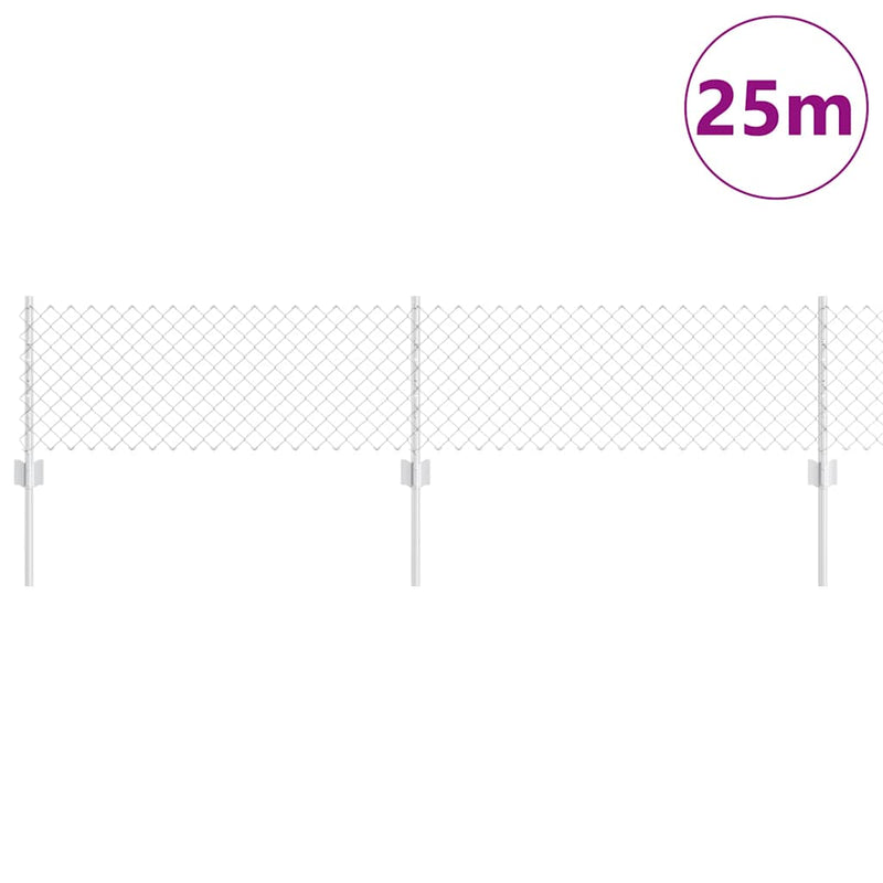 Load image into Gallery viewer, Vidaxl hek met paal zilver 0,4 x 25 m staal
