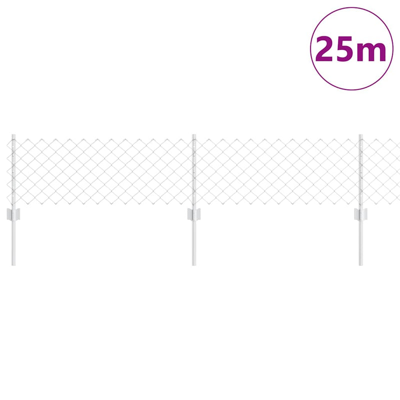 Load image into Gallery viewer, Vidaxl hek met paal zilver 0,4 x 25 m staal

