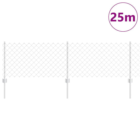 Vidaxl hek met paal zilver 0,6 x 25 m staal
