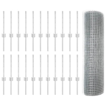 Vidaxl hek met paal zilver 0,4 x 50 m staal
