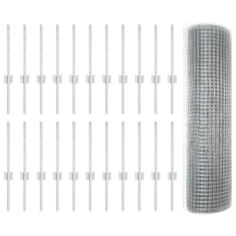 Load image into Gallery viewer, Vidaxl hek met paal zilver 0,4 x 50 m staal
