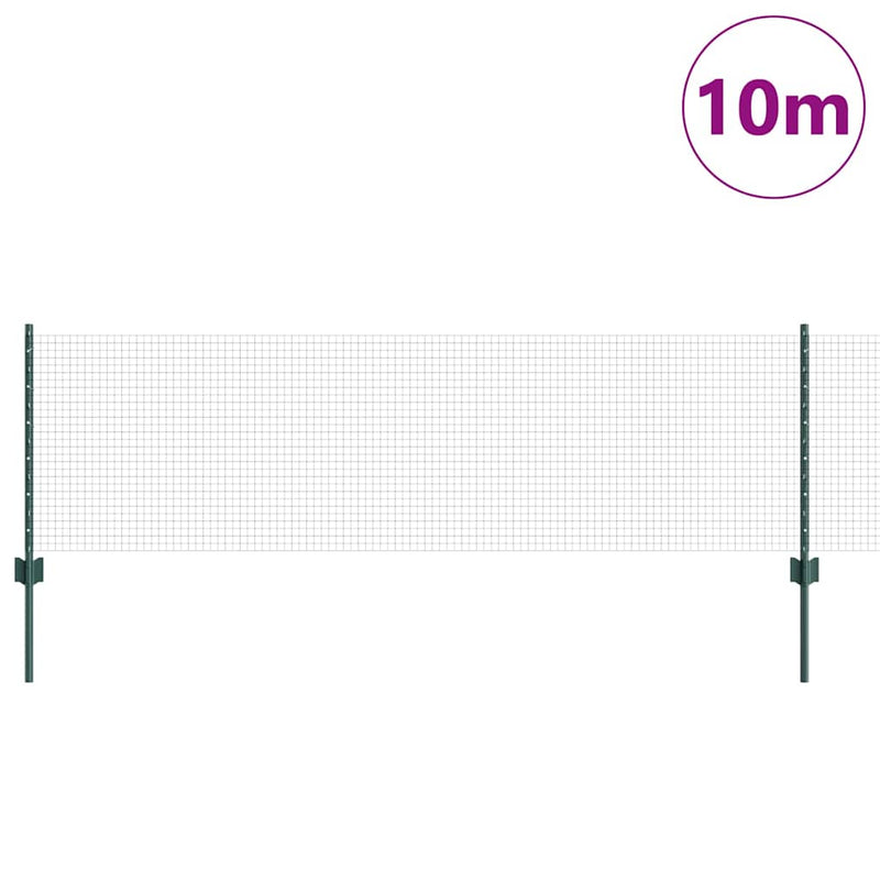 Load image into Gallery viewer, Vidaxl hek met paal groen 0,6 x 10 m staal en pvc
