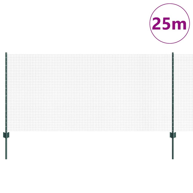 Load image into Gallery viewer, Vidaxl hek met paal groen 1 x 25 m staal
