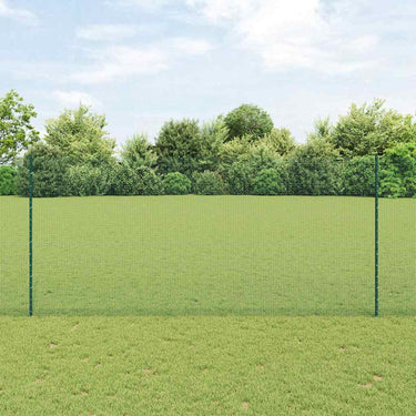 Vidaxl hek met paal groen 1,4 x 25 m staal en pvc