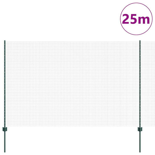 Vidaxl hek met paal groen 1,5 x 25 m staal