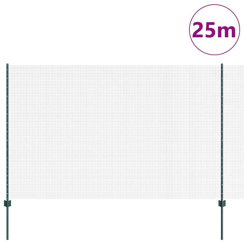 Load image into Gallery viewer, Vidaxl hek met paal groen 1,6 x 25 m staal en pvc
