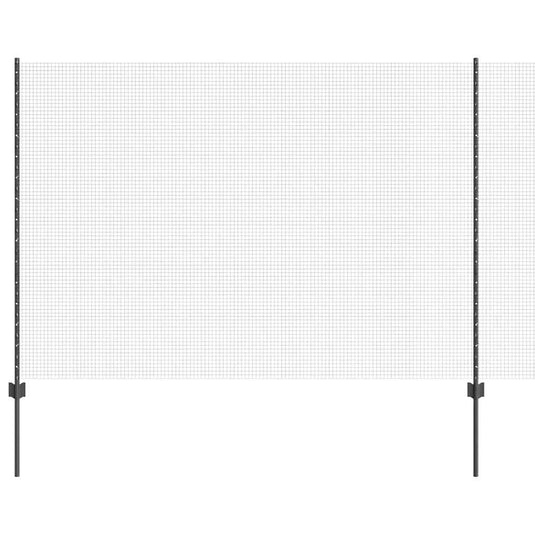 Vidaxl hek met paal grijs 1,5 x 10 m staal en pvc
