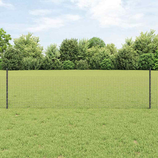 Vidaxl hek met paal grijs 0,5 x 25 m staal