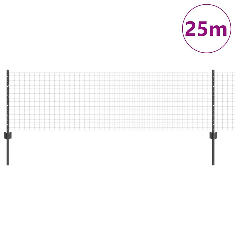 Load image into Gallery viewer, Vidaxl hek met paal grijs 0,6 x 25 m staal en pvc
