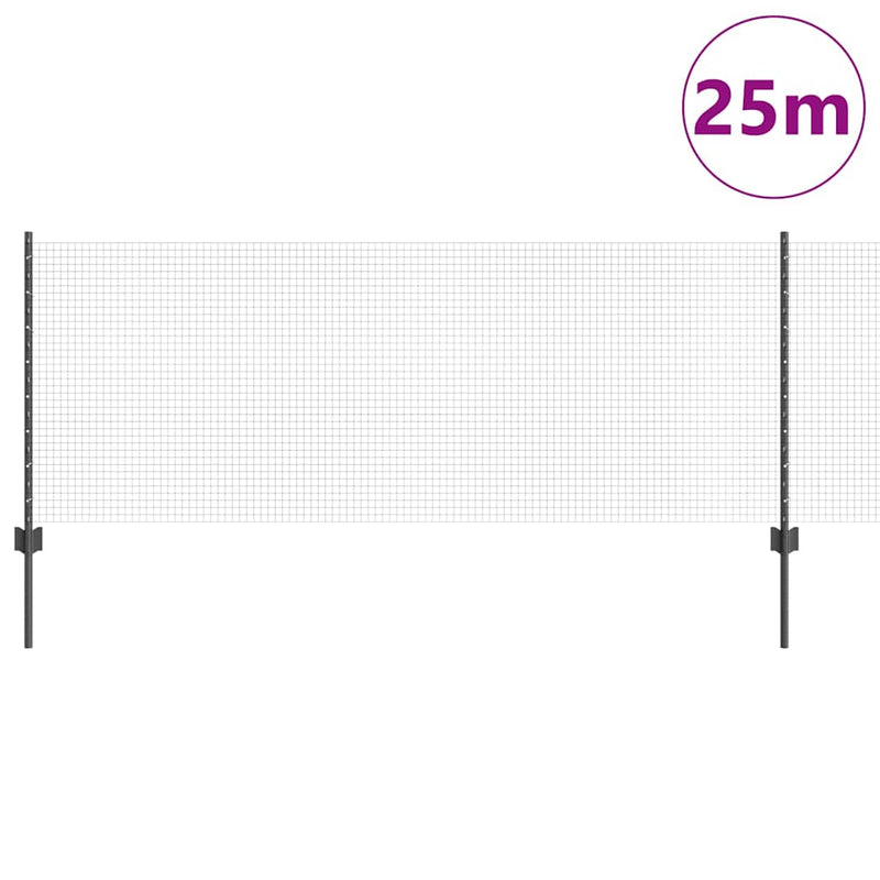 Load image into Gallery viewer, Vidaxl hek met paal grijs 0,8 x 25 m staal en pvc

