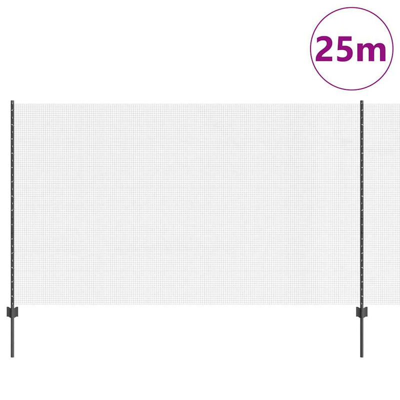 Load image into Gallery viewer, Vidaxl hek met paal grijs 1,4 x 25 m staal en pvc
