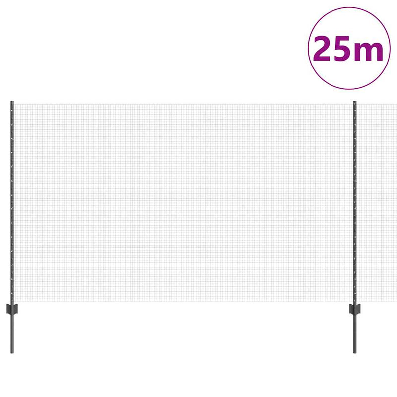 Load image into Gallery viewer, Vidaxl hek met paal grijs 1,4 x 25 m staal en pvc

