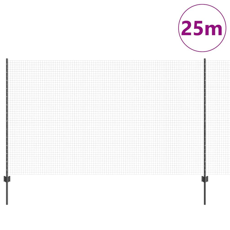 Load image into Gallery viewer, Vidaxl hek met paal grijs 1,4 x 25 m staal en pvc
