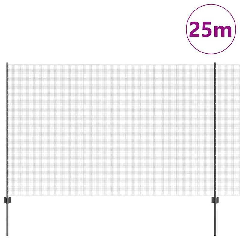 Load image into Gallery viewer, Vidaxl hek met paal grijs 1,5 x 25 m staal
