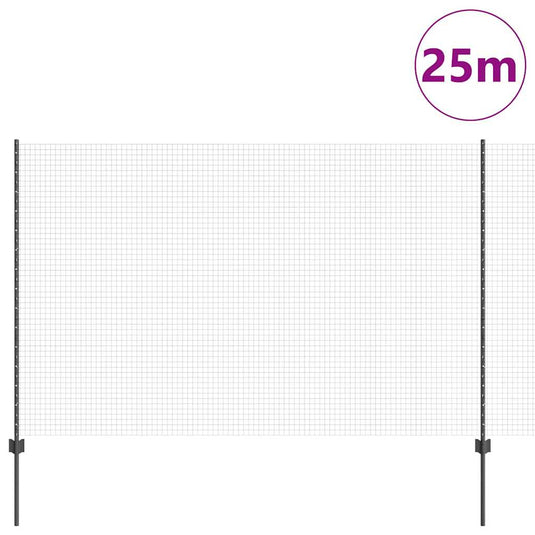 Vidaxl hek met paal grijs 1,5 x 25 m staal
