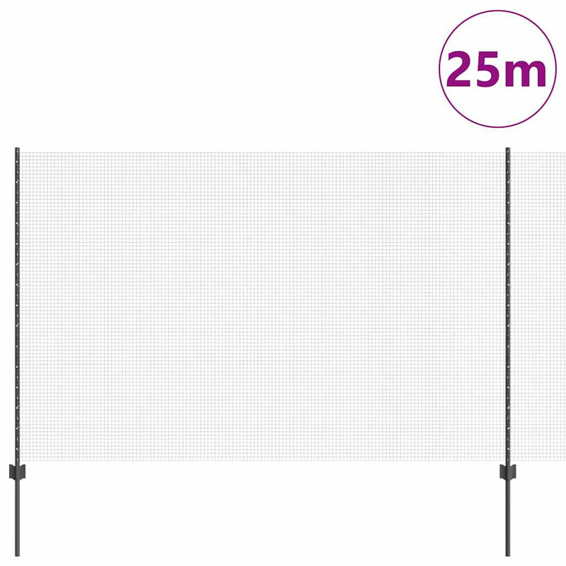 Load image into Gallery viewer, Vidaxl hek met paal grijs 1,6 x 25 m staal en pvc
