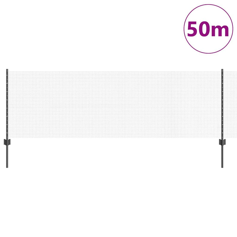 Load image into Gallery viewer, Vidaxl hek met paal grijs 0,8 x 50 m staal en pvc
