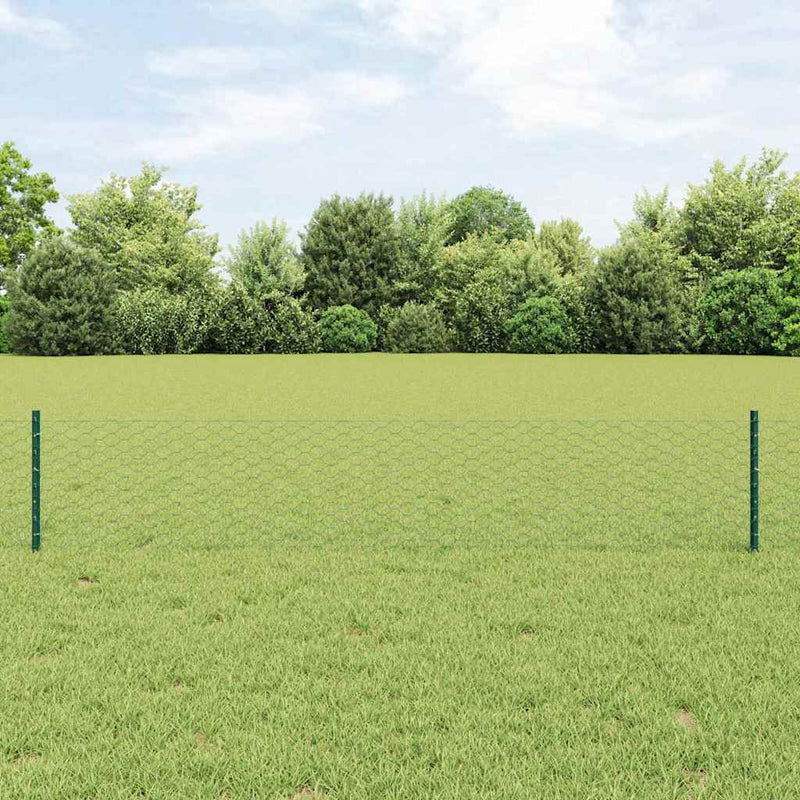 Load image into Gallery viewer, Vidaxl hek met paal groen 0,4 x 10 m staal en pvc
