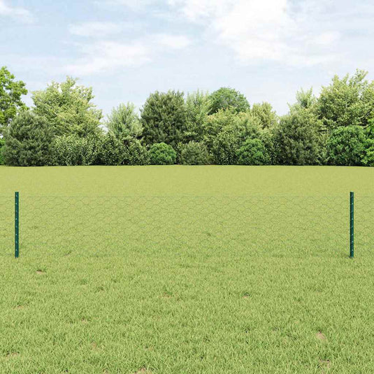 Vidaxl hek met paal groen 0,4 x 10 m staal en pvc