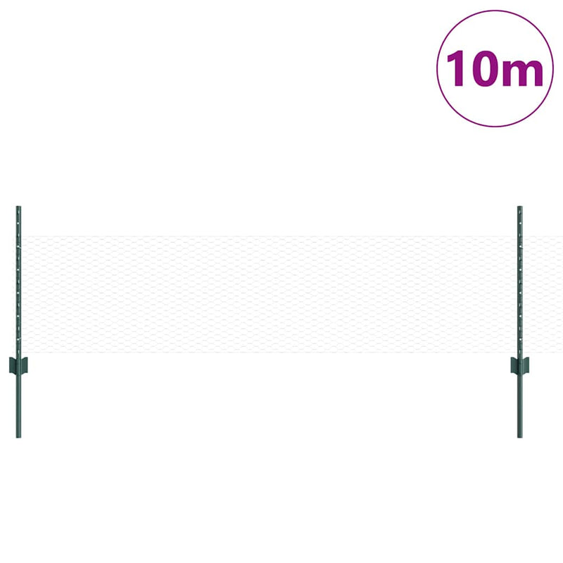 Load image into Gallery viewer, Vidaxl hek met paal groen 0,5 x 10 m staal en pvc
