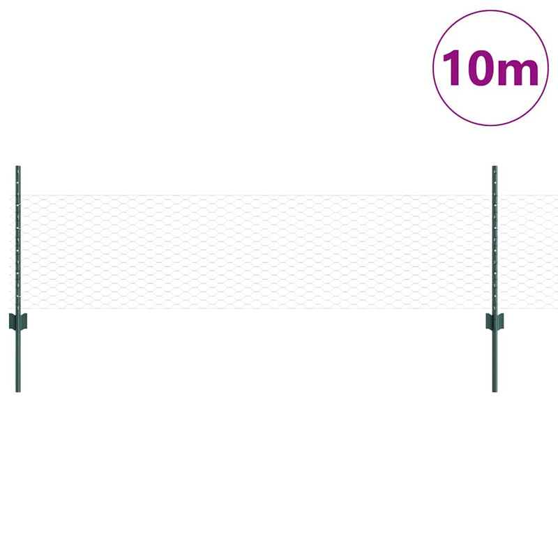 Load image into Gallery viewer, Vidaxl hek met paal groen 0,5 x 10 m staal en pvc

