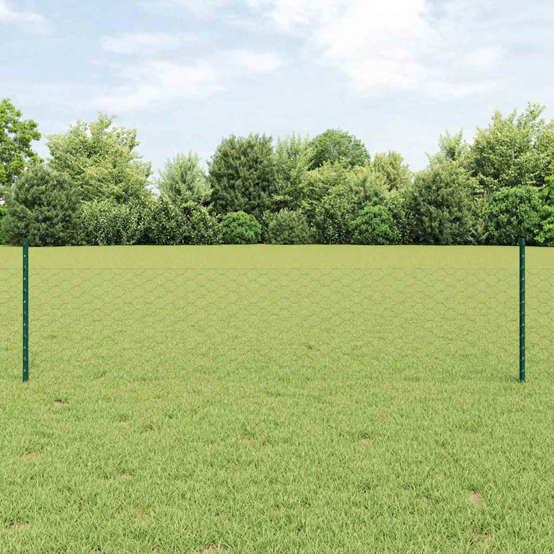 Load image into Gallery viewer, Vidaxl hek met paal groen 0,5 x 10 m staal en pvc
