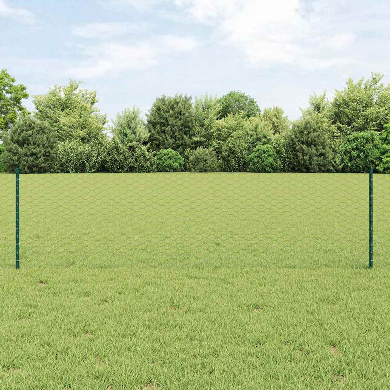 Load image into Gallery viewer, Vidaxl hek met paal groen 0,6 x 10 m staal en pvc

