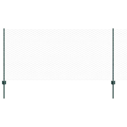 Vidaxl hek met paal groen 1 x 10 m staal en pvc
