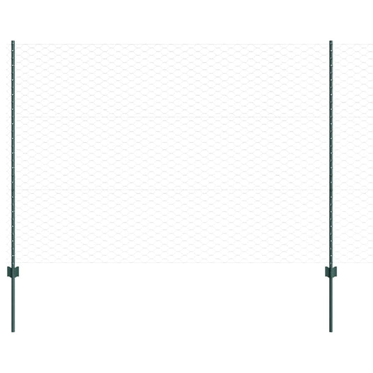 Vidaxl hek met paal groen 1,5 x 10 m staal en pvc