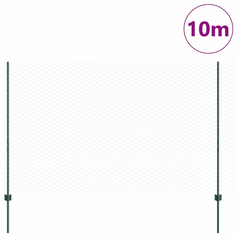Load image into Gallery viewer, Vidaxl hek met paal groen 1,5 x 10 m staal en pvc
