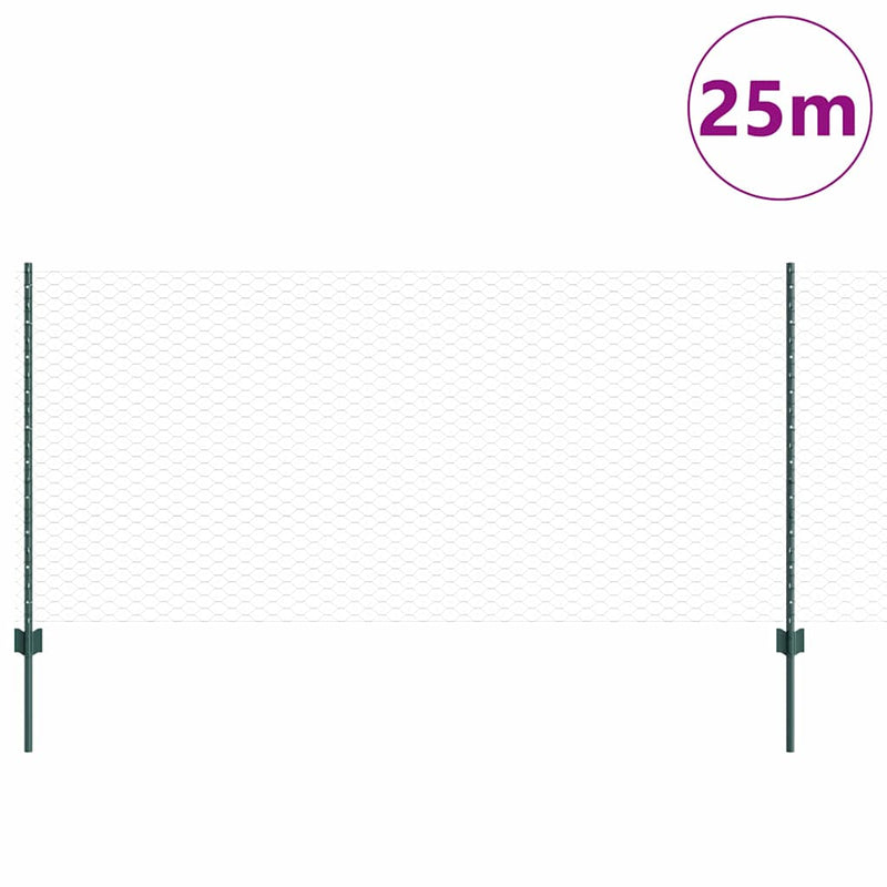 Load image into Gallery viewer, Vidaxl hek met paal groen 1 x 25 m staal
