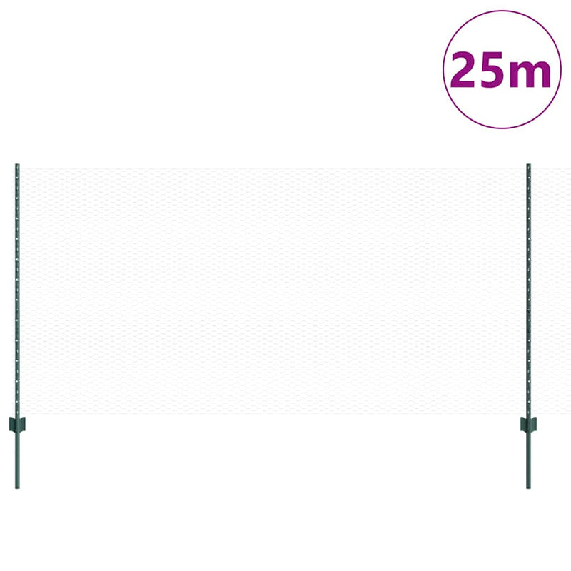 Load image into Gallery viewer, Vidaxl hek met paal groen 1,2 x 25 m staal

