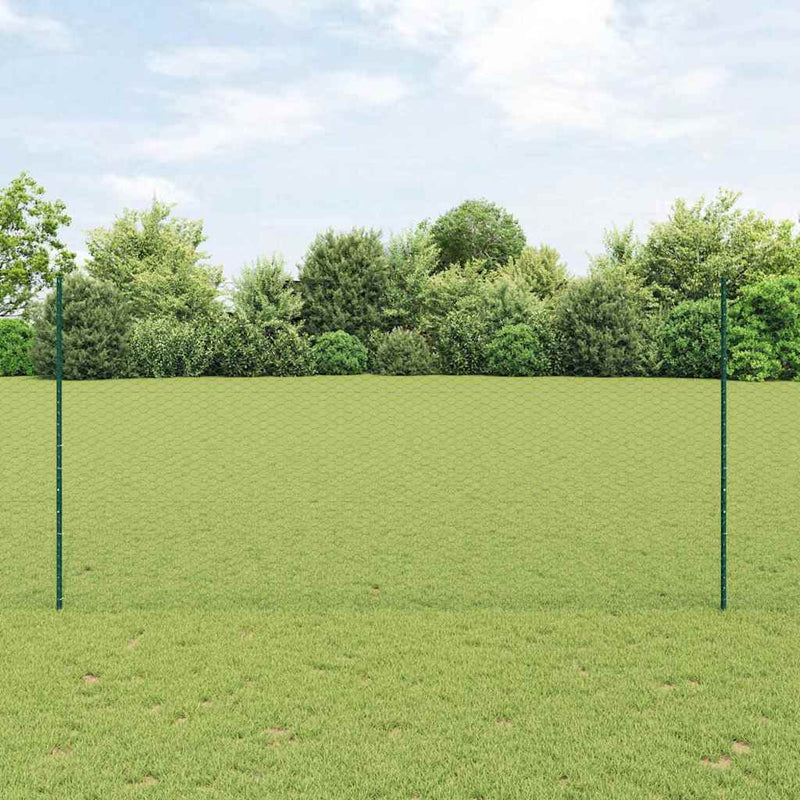 Load image into Gallery viewer, Vidaxl hek met paal groen 1,5 x 25 m staal
