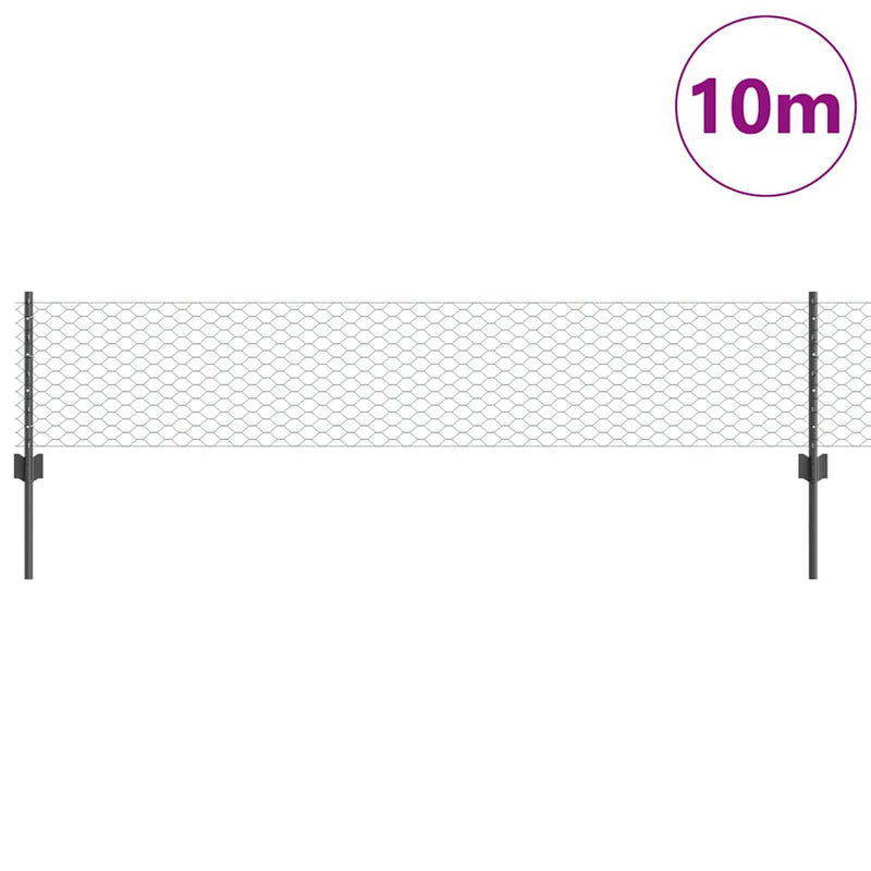 Load image into Gallery viewer, Vidaxl hek met paal grijs 0,4 x 10 m staal en pvc

