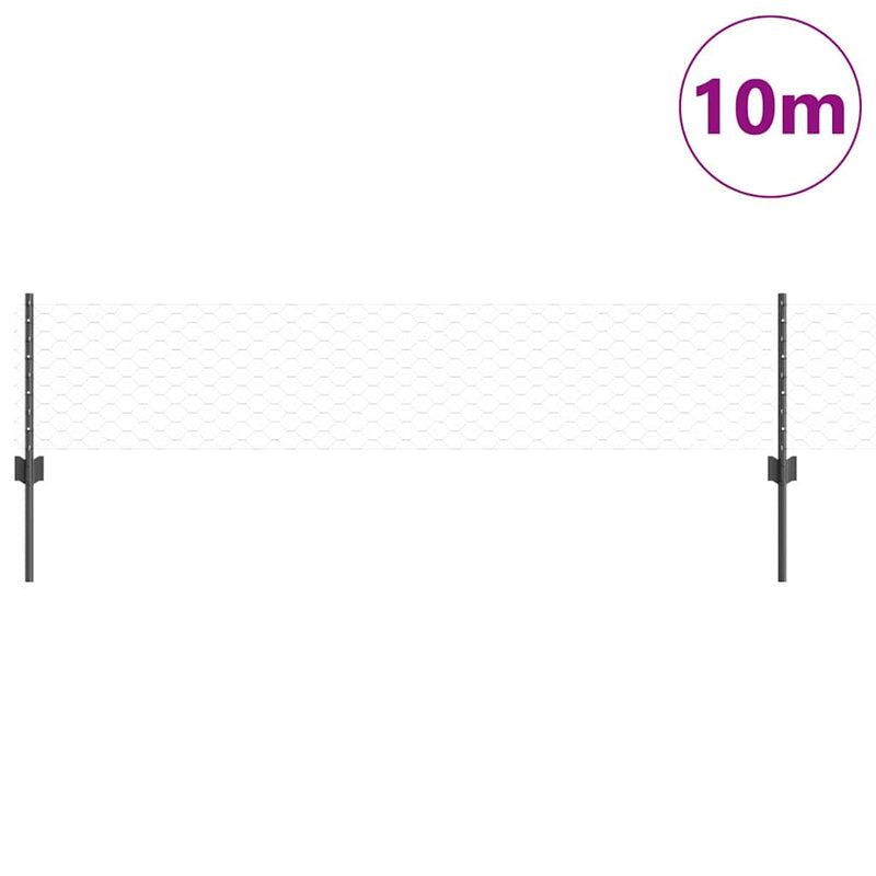 Load image into Gallery viewer, Vidaxl hek met paal grijs 0,4 x 10 m staal en pvc
