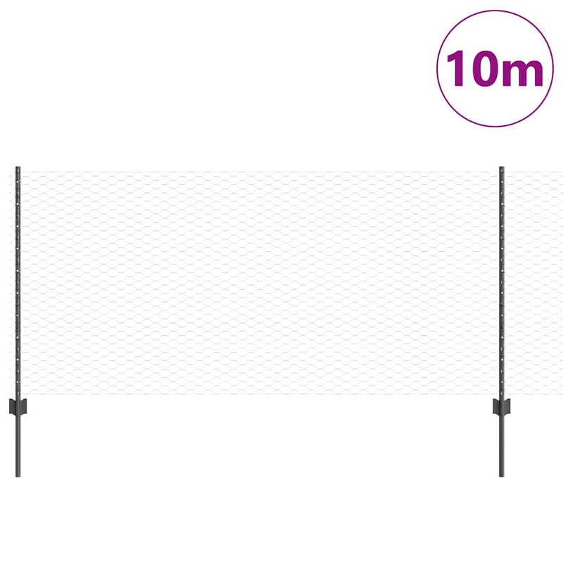 Load image into Gallery viewer, Vidaxl hek met paal grijs 1 x 10 m staal en pvc

