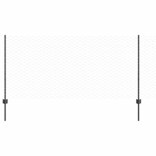 Vidaxl hek met paal grijs 1 x 10 m staal en pvc