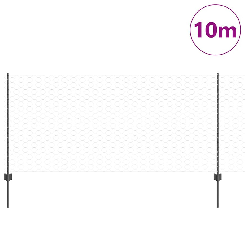 Load image into Gallery viewer, Vidaxl hek met paal grijs 1 x 10 m staal en pvc
