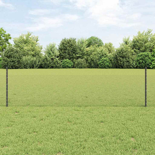 Vidaxl hek met paal grijs 0,5 x 25 m staal