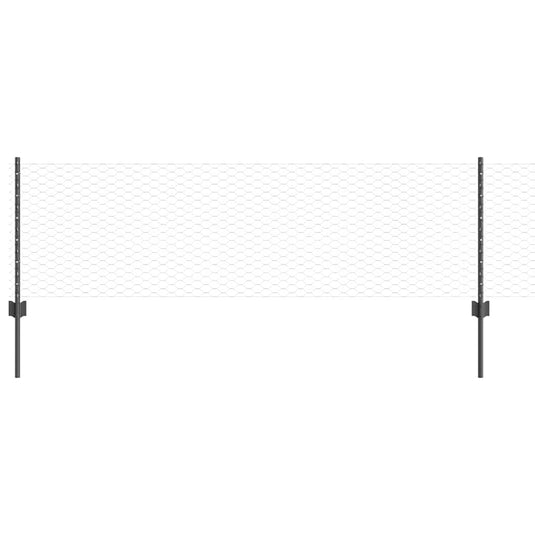 Vidaxl hek met paal grijs 0,6 x 25 m staal en pvc