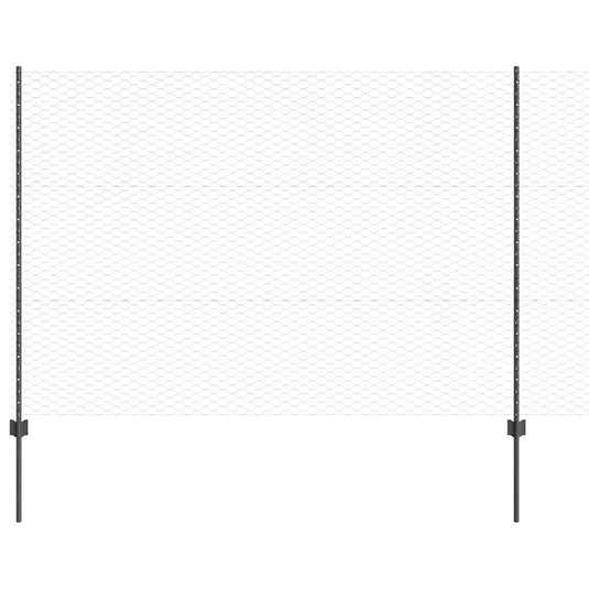 Vidaxl hek met paal grijs 1,5 x 25 m staal