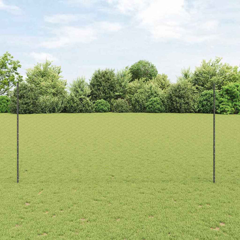 Load image into Gallery viewer, Vidaxl hek met paal grijs 1,5 x 25 m staal
