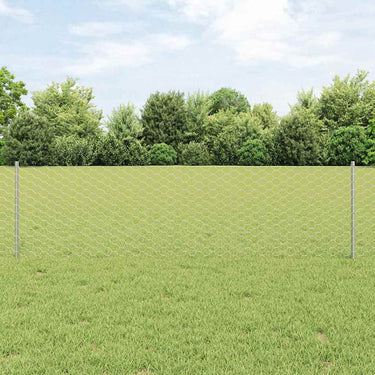 Vidaxl hek met paal zilver 0,6 x 25 m staal