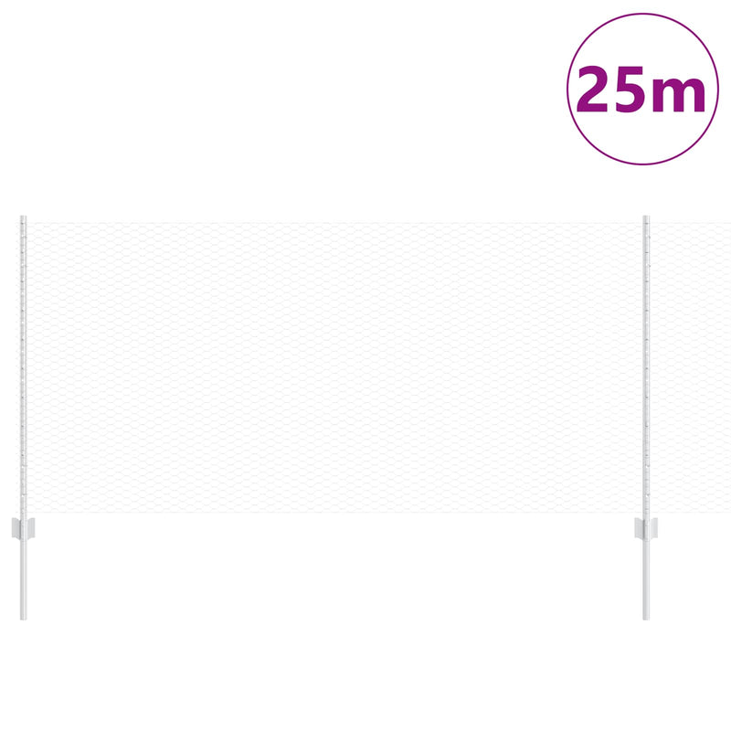Load image into Gallery viewer, Vidaxl hek met paal zilver 1 x 25 m staal

