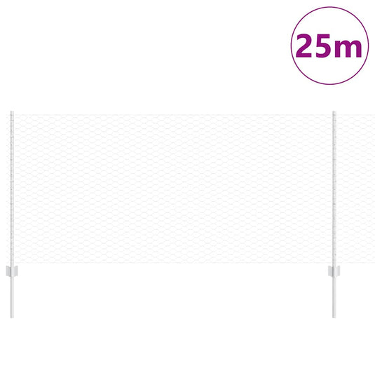 Vidaxl hek met paal zilver 1 x 25 m staal