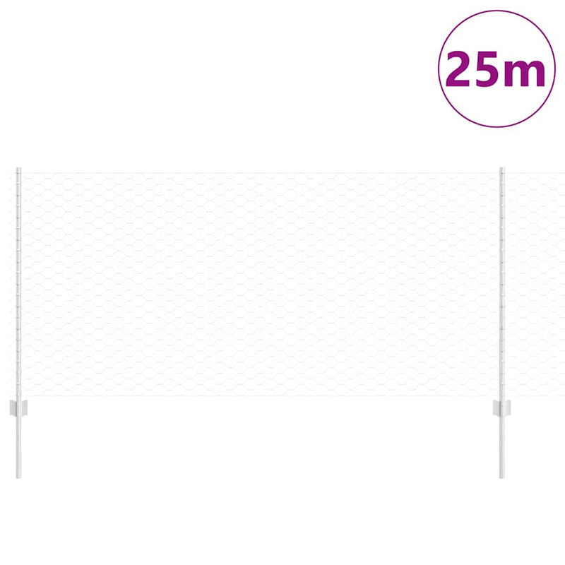 Load image into Gallery viewer, Vidaxl hek met paal zilver 1 x 25 m staal
