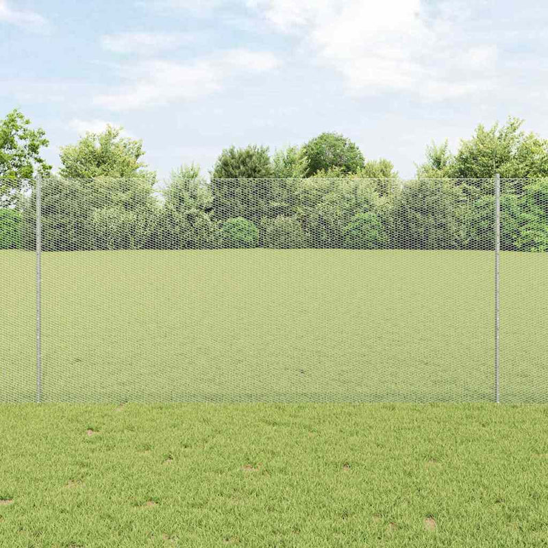 Load image into Gallery viewer, Vidaxl hek met paal zilver 1,2 x 25 m staal
